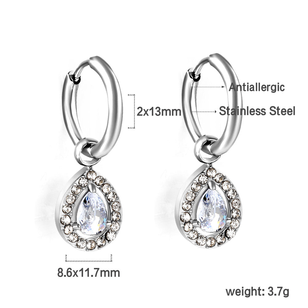 2x13mm circle with drop-shaped diamond + white diamond hoop earrings asonjewelry